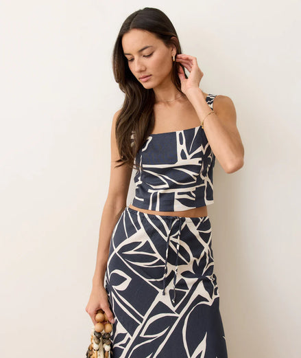 Marine Layer - Avery Hemp Midi Skirt Midnight Mosaic